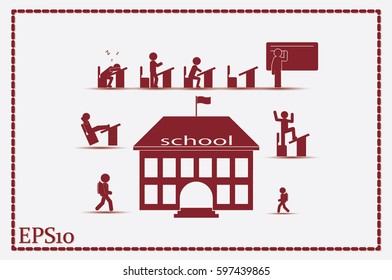 School icon vector illustration eps10. Isolated badge for website or app - stock infographics