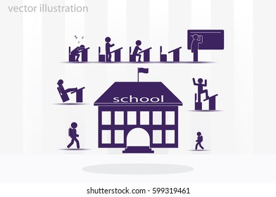 School icon vector illustration eps10. Isolated badge for website or app - stock infographics