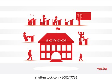 School icon vector illustration eps10. Isolated badge for website or app - stock infographics