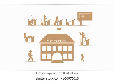 School icon vector illustration eps10. Isolated badge for website or app - stock infographics