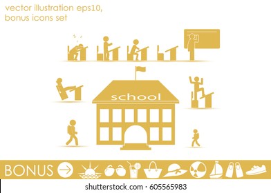 School icon vector illustration eps10. Isolated badge for website or app - stock infographics
