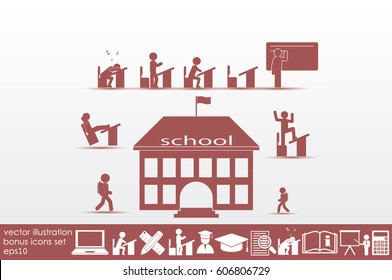 School icon vector illustration eps10. Isolated badge for website or app - stock infographics