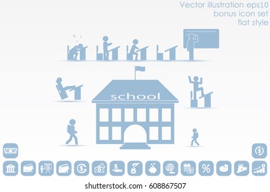 School icon vector illustration eps10. Isolated badge for website or app - stock infographics