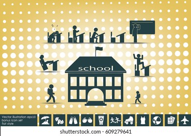 School icon vector illustration eps10. Isolated badge for website or app - stock infographics