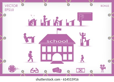 School icon vector illustration eps10. Isolated badge for website or app - stock infographics