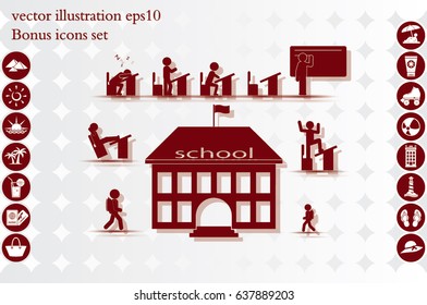 School icon vector illustration eps10. Isolated badge for website or app - stock infographics