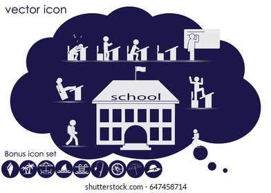School icon vector illustration eps10. Isolated badge for website or app - stock infographics