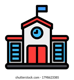 School icon vector illustration in Filled Line style for any projects, use for website mobile app presentation