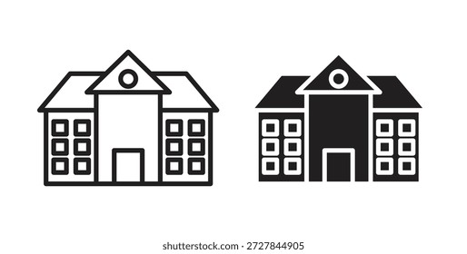 ícone de escola. Ilustração vetorial, plana e traçada