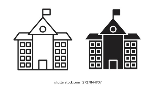 ícone de escola. Ilustração vetorial, plana e traçada