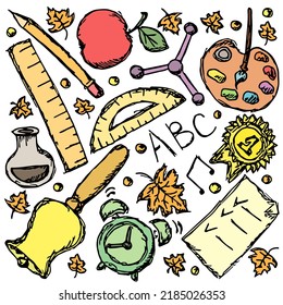 School icons. Back to school. Doodle school background. school vector illustration