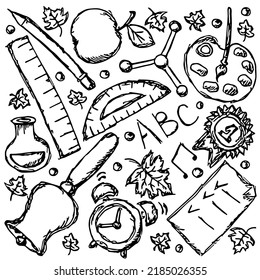 School icons. Back to school. Doodle school background. school vector illustration
