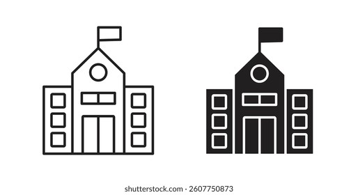 School icons in black fill and line style