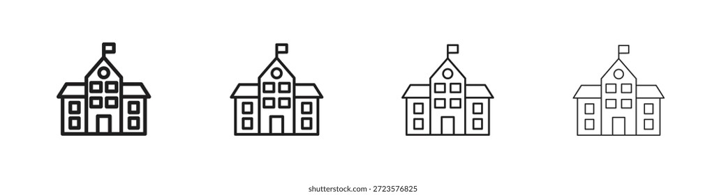 Iconos de la escuela diseñados en estilo de contorno, línea y trazo