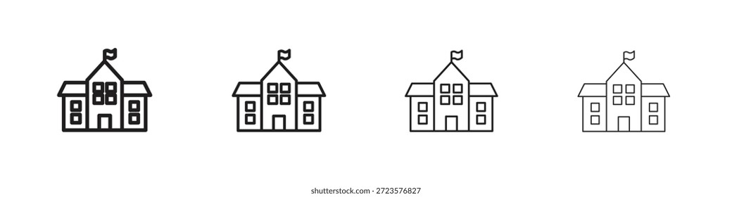 Iconos de la escuela diseñados en estilo de contorno, línea y trazo