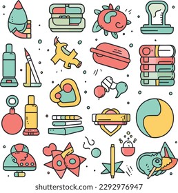  School Icons doodle set design
