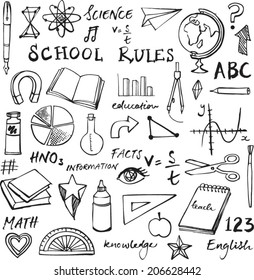 School icons doodle vector