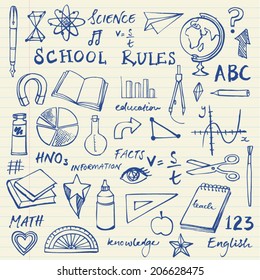 School icons doodle vector