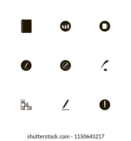 school icons. drawing painting tools, bookcase, pen ink and notebook pencil vector icons set
