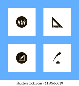school icons. drawing painting tools, pencil, ruler and pen ink vector icons set