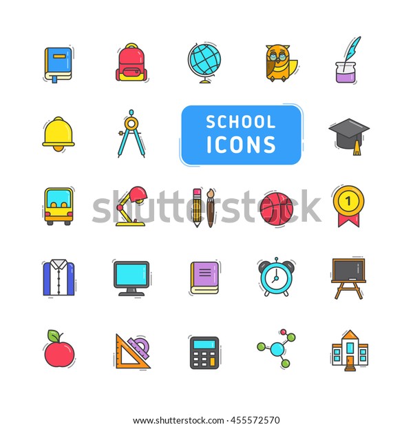 School icons.\
Education colorfully icons\
set