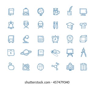 School icons. Education outline icons. School outline illustration 