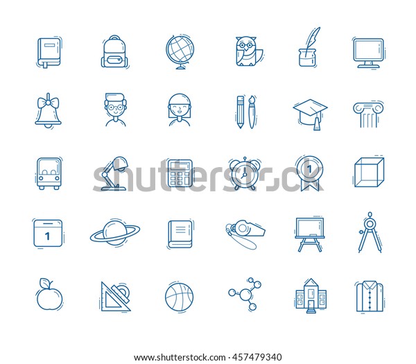 School icons. Education outline icons. School outline\
illustration 