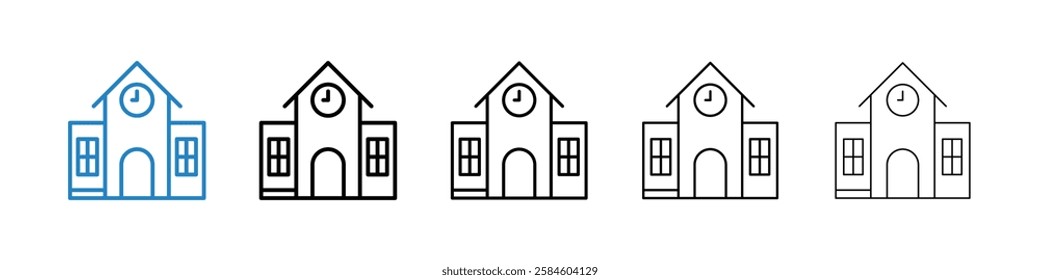 School icons in five different stroke sizes
