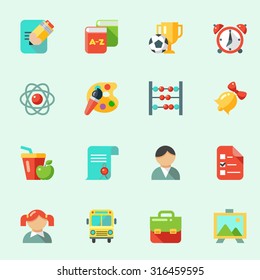 School icons in flat design