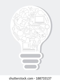 school icons inside a light bulb. idea concept