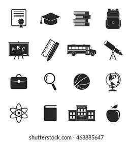 School icons isolated on white background. Education icons collection. Back to school. College training icons symbols in flat style