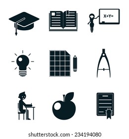 School icons isolated set vector illustration