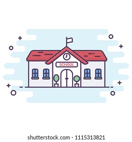 School icons with line art. Back to School education concept. vector illustration.