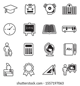 School Icons. Line With Fill Design. Vector Illustration.