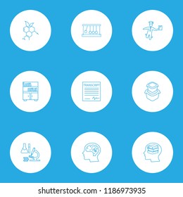 School icons line style set with best student, science research, organic chemistry and other newton cradle elements. Isolated vector illustration school icons.