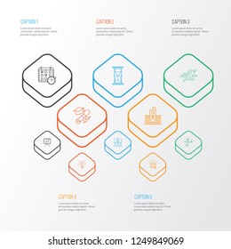 School icons line style set with sports, female teacher, lightbulb and other sandglass elements. Isolated vector illustration school icons.