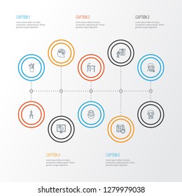 School icons line style set with timetable, psychology, school boy and other streaming elements. Isolated vector illustration school icons.