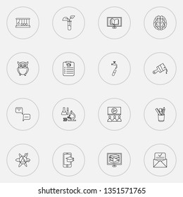 School icons line style set with admission letter, question with answer, digital library and other newton cradle elements. Isolated vector illustration school icons.