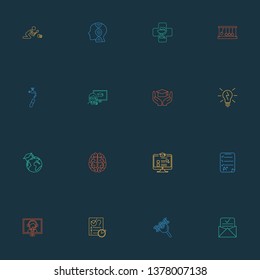 School icons line style set with quiz, informatics, lightbulb and other test result elements. Isolated vector illustration school icons.