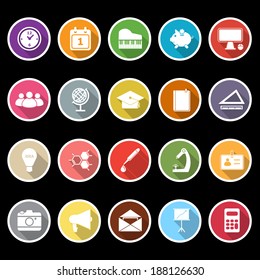 School icons with long shadow, stock vector