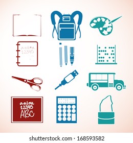 school icons over pink background vector illustration