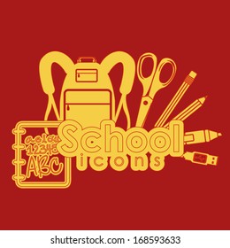 school icons over  red background vector illustration