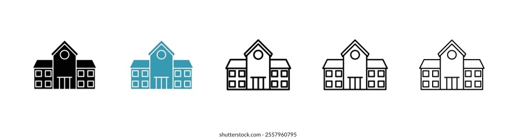 school icons pack in black and blue.