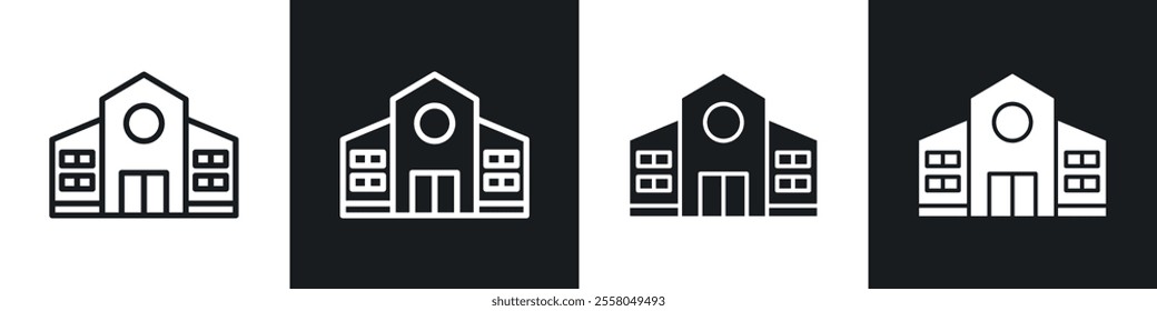 school icons pack in black and white filled and outlined versions.