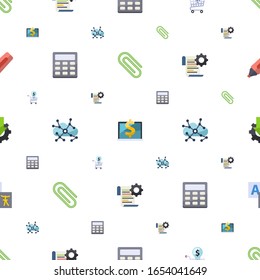 school icons pattern seamless. Included editable flat Paperclip, Computer-Based Training, Online Training, Calculator, Asynchronous Learning icons. school icons for web and mobile.