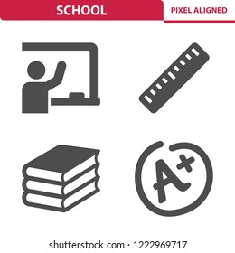 School Icons. Professional, pixel perfect icons, EPS 10 format.