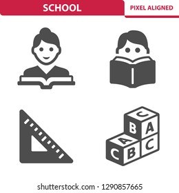 School Icons. Professional, pixel perfect icons, EPS 10 format.