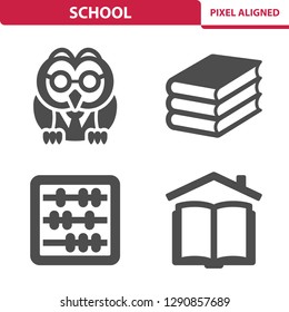 School Icons. Professional, pixel perfect icons, EPS 10 format.