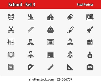 School Icons. Professional, pixel perfect icons optimized for both large and small resolutions. EPS 8 format.