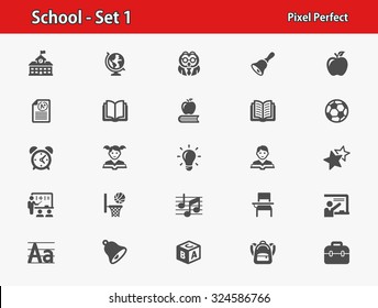 School Icons. Professional, pixel perfect icons optimized for both large and small resolutions. EPS 8 format.